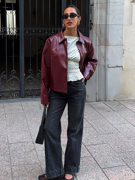Damen Kunstlederjacke mit eleganter Passform R&B