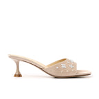 Damen elegante Pantoletten mit filigranem Blumenmuster und schickem Absatz R&B