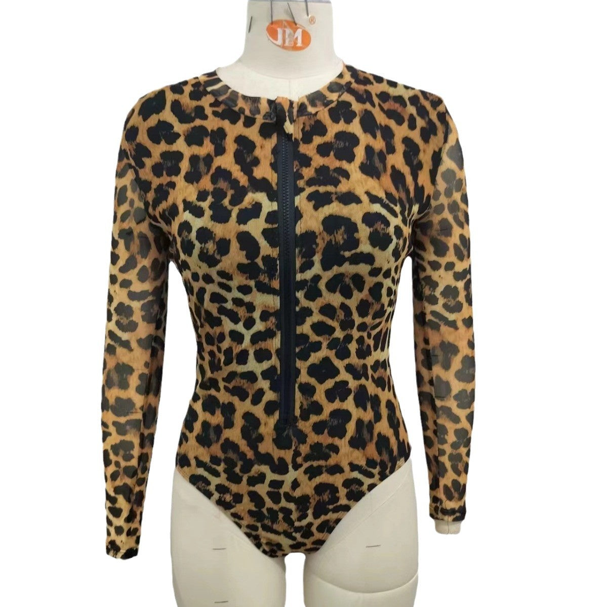 Damen Langarm Körperbadeanzug mit Schlangenprint R&B