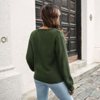 Damen Strickpullover mit V-Ausschnitt und strukturiertem Design R&B
