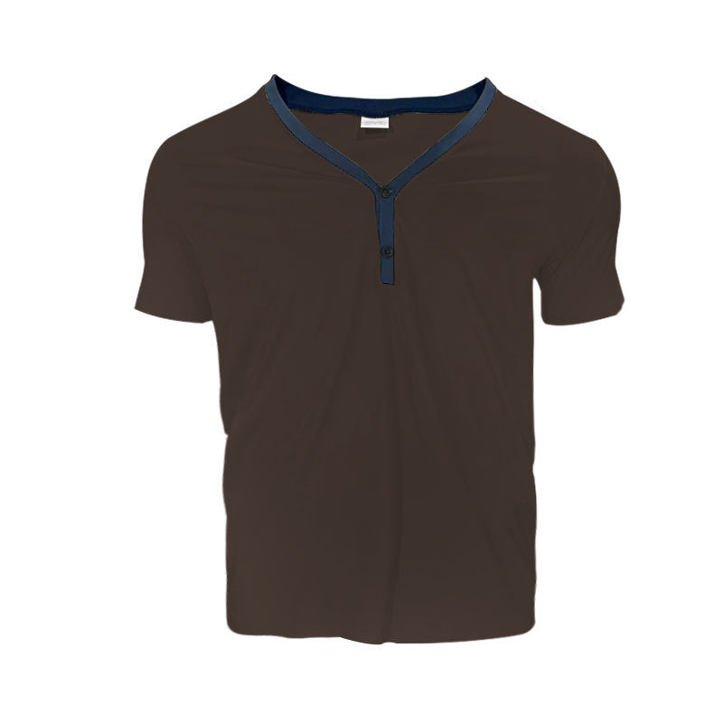 Herren Kurzarmshirt mit modernem V-Ausschnitt und Knopfleiste R&B