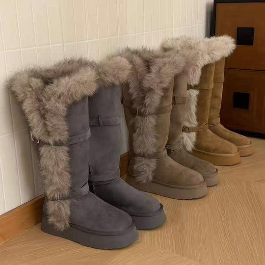 Damen Kuschelige Winterstiefel mit dekorativem Kunstfellabschluss R&B