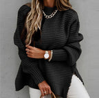Damen Grobstrickpullover mit voluminösen Ärmeln und lässigem Schnitt R&B