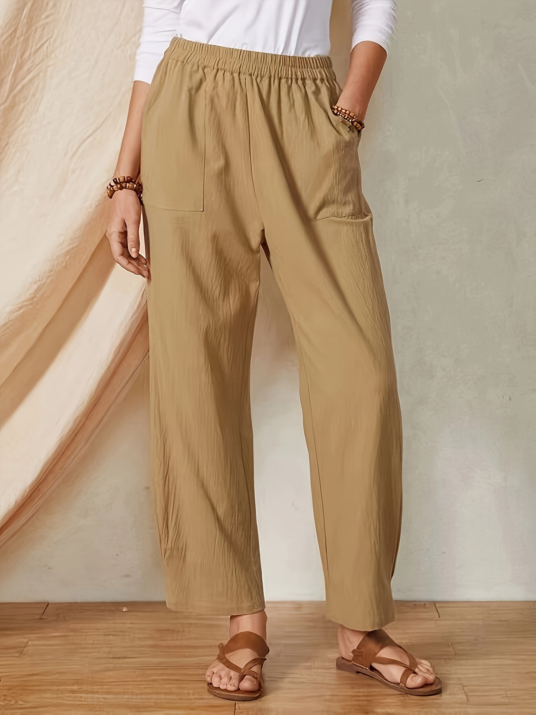 Damen Elegante Freizeithose mit elastischem Bund und praktischen Taschen R&B
