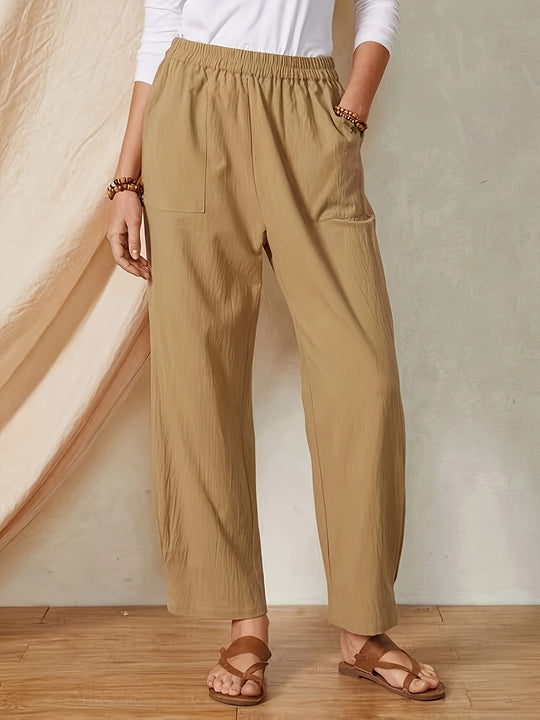 Damen Elegante Freizeithose mit elastischem Bund und praktischen Taschen R&B