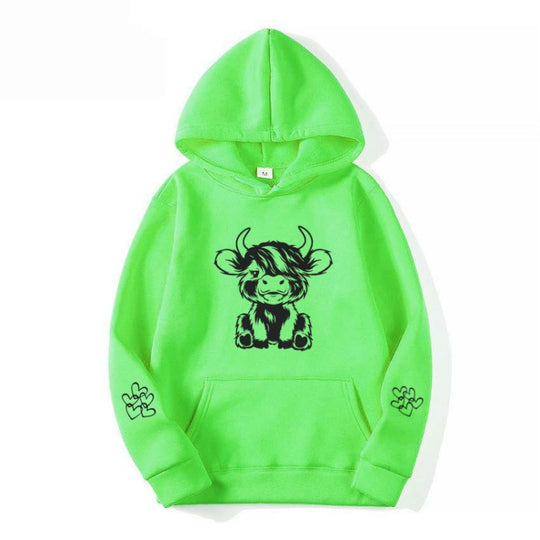 Damen Kapuzensweater mit entzückendem Kuhmotiv und praktischen Kängurutaschen R&B