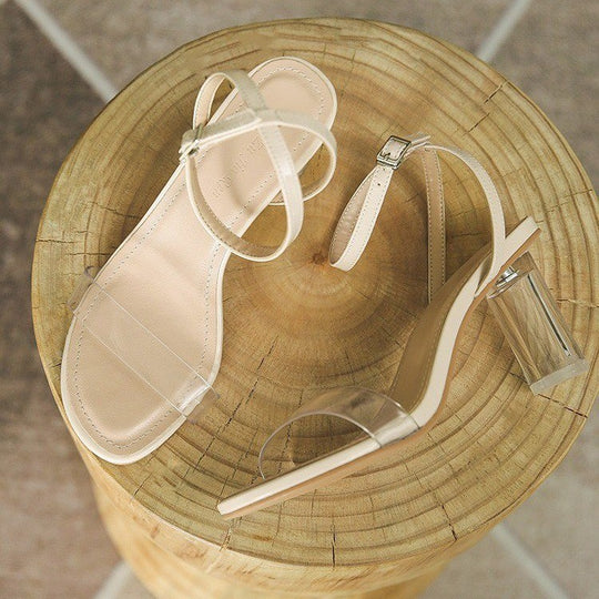 Damen Transparente Riemchen-Sandalen mit elegantem Blockabsatz R&B