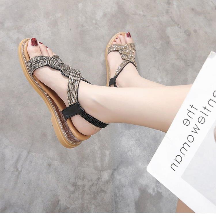Damen modische Riemchen-Sandalen mit funkelnden Verzierungen R&B