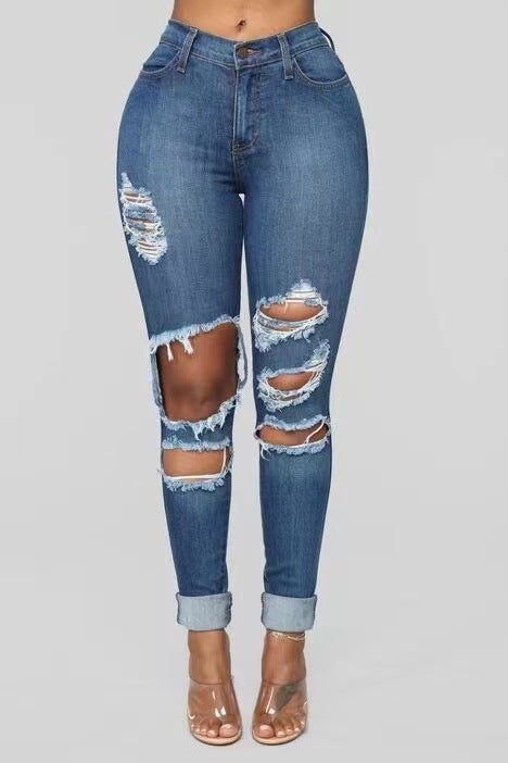 Damen Skinny-Jeans mit Riss-Design