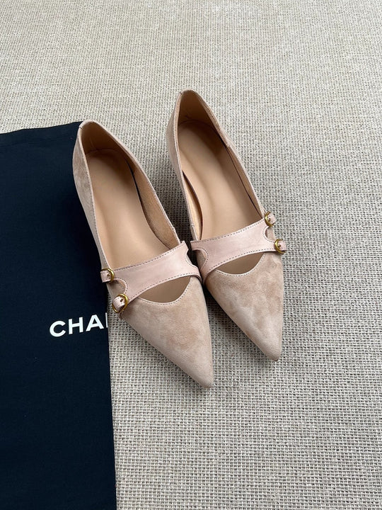 Damen Slingback-Ballerinas mit dekorativer Schnallenakzent und eleganter Lederoberfläche R&B