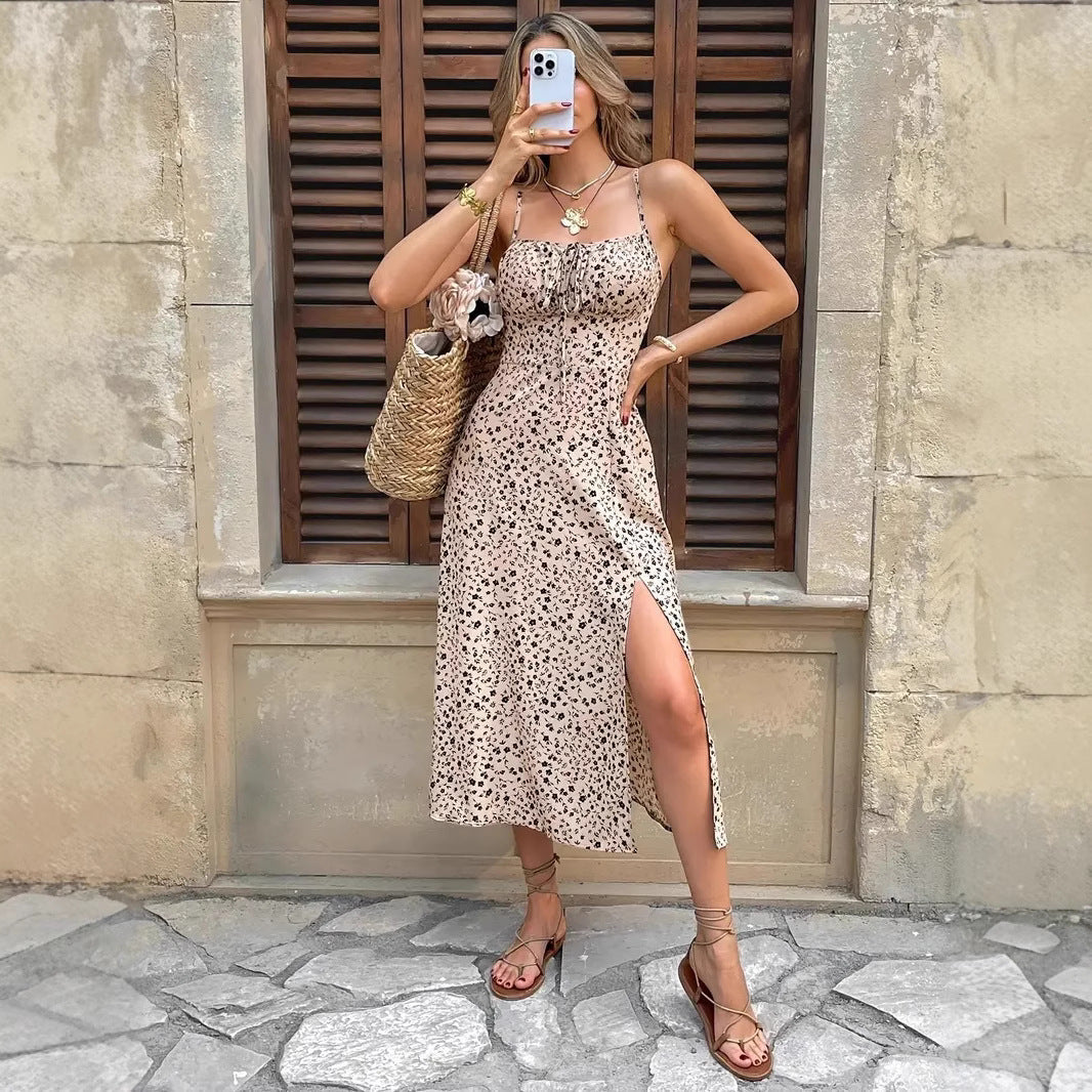 Damen Maxikleid mit Floralprint und verstellbaren Trägern R&B