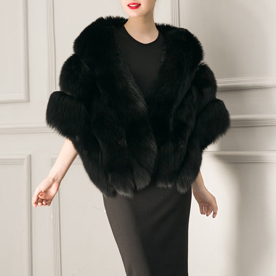 Damen luxuriöser Eleganter Kunstpelz-Cape R&B