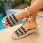 Damen Riemensandalen mit eleganter Blütenapplikation und rutschfester Sohle