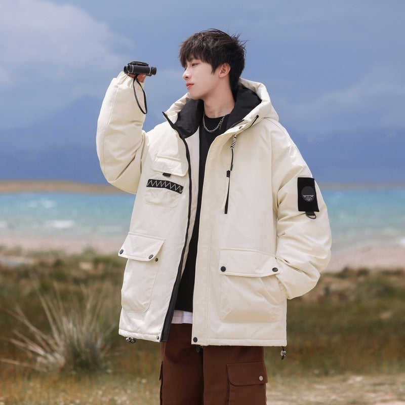 Herren isolierte Outdoor-Pufferjacke mit multifunktionalen Taschen und verstellbarem Kapuzensystem