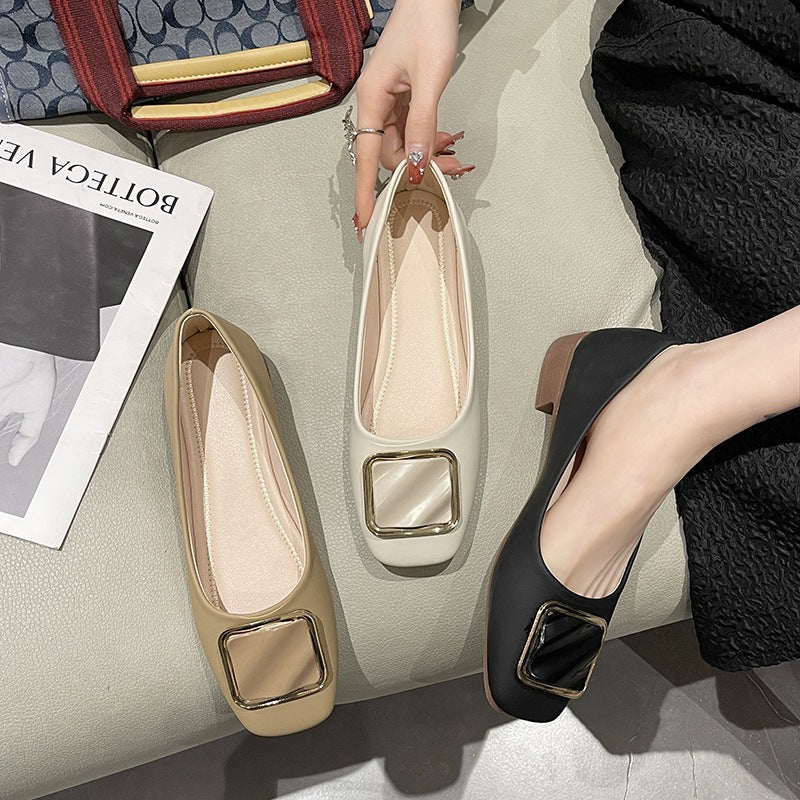 Damen elegante Ballerinas mit modischem Quadrat-Detail R&B