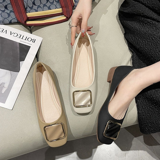 Damen elegante Ballerinas mit modischem Quadrat-Detail R&B