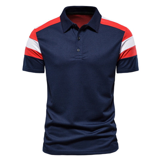 Herren Poloshirt mit modernem Farbblockdesign und atmungsaktiver Baumwollmischung R&B