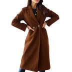 Damen Eleganter Wollmantel mit doppelter Brustknopfleiste und praktischen Taschen R&B