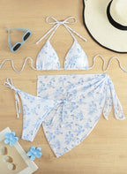 Damen Triangel-Bikini-Set mit elegantem Wickelrock R&B