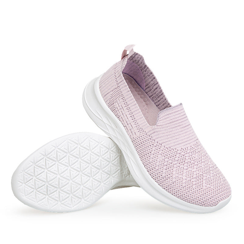Damen Komfortable Slip-On Laufschuhe mit atmungsaktiver Strickoberfläche R&B