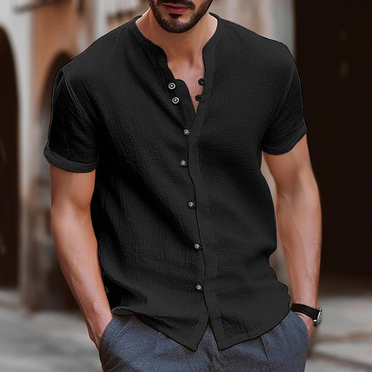 Herren lässiges Kurzarmhemd mit Knopfdetails R&B