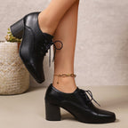 Damen High-Top Schnürschuhe mit elegantem Blockabsatz und R&Brnem Design R&B