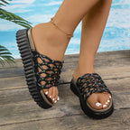 Damen Bequeme Riemchen-Sandalen mit dekorativem Netzmuster und rutschfester Sohle EB