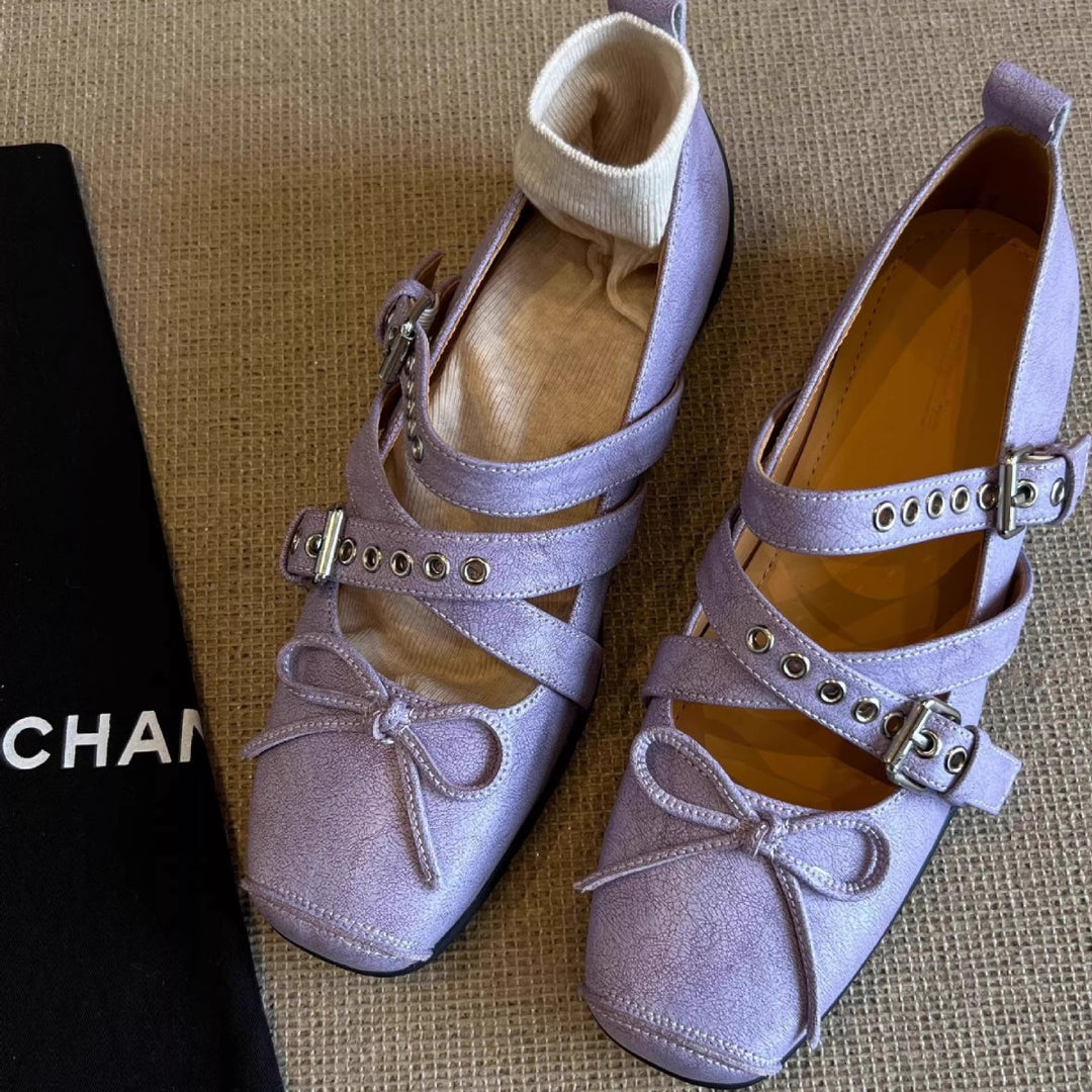 Damen Ballerina-Schuhe mit raffinierten Schnallen und elegantem Schleifendesign R&B