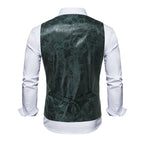 Herren elegante Weste mit floralem Muster und doppelter Knopfreihe R&B