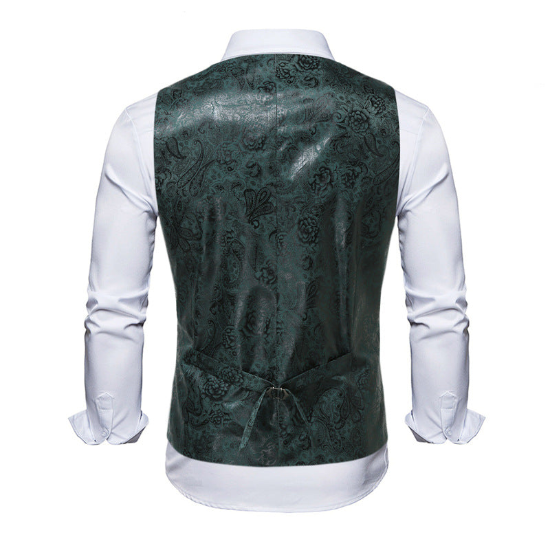 Herren elegante Weste mit floralem Muster und doppelter Knopfreihe R&B