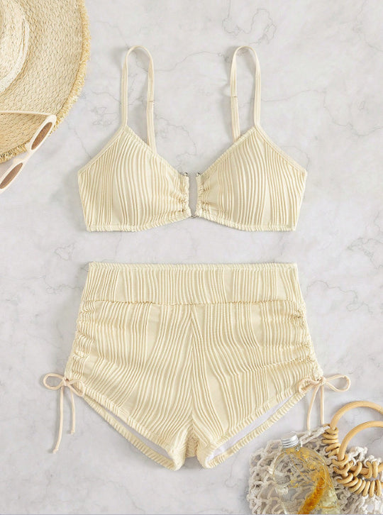 Damen Hochgeschnittenes Bikini-Set mit raffinierter Raffung R&B