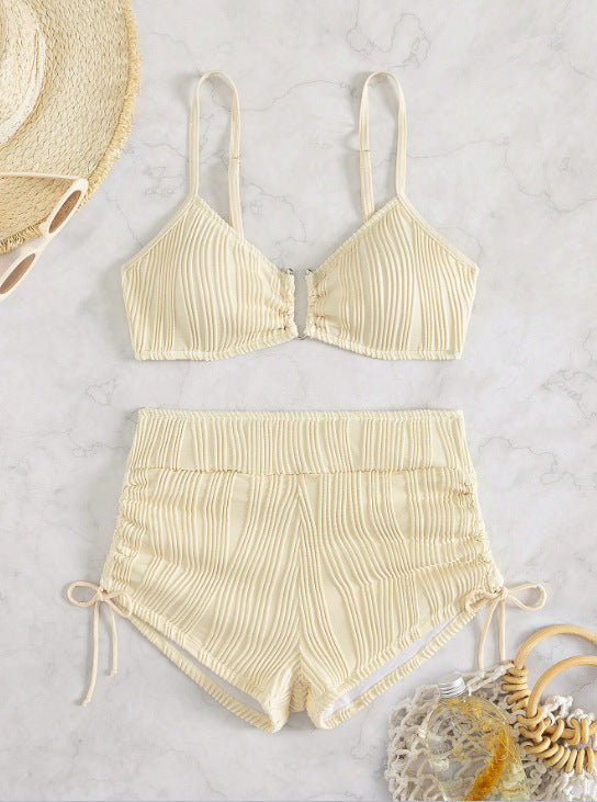 Damen Hochgeschnittenes Bikini-Set mit raffinierter Raffung R&B