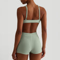 Damen Sport-Bustier und Shorts-Set mit hohem Bund R&B