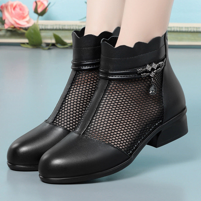 Damen Exklusive Ankle Boots mit dekorativem Netzdesign und elegantem Schmuckdetail R&B
