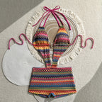 Damen Bikini mit buntem Ethno-Muster und verstellbaren Trägern R&B