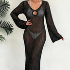 Damen Häkel-Strandkleid mit elegantem Schlitz R&B