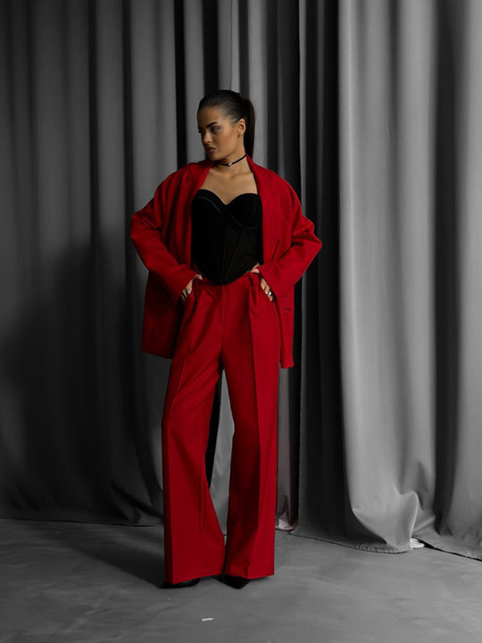 Damen elegantes Blazer-Set mit weitem Schnitt R&B