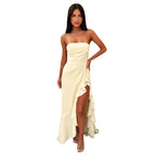 Damen Elegantes Maxikleid mit asymmetrischem Rüschen-Saum R&B