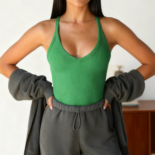Damen Sportliche Weste mit tiefem V-Ausschnitt und verstellbaren Trägern R&B