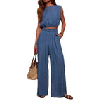 Damen Crop-Top und weite Hose Set R&B
