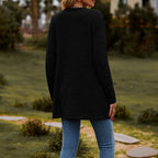 R&B | Strickjacke Wollstrick Lässige Passform Knöpfe Rippstrick mit Taschen