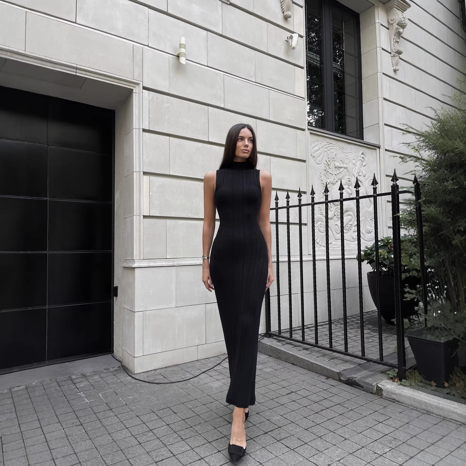 Damen Satin Maxikleid eng anliegend