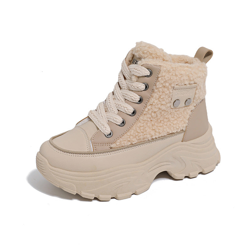 Damen warme High-Top Sneakers mit Teddyfutter R&B