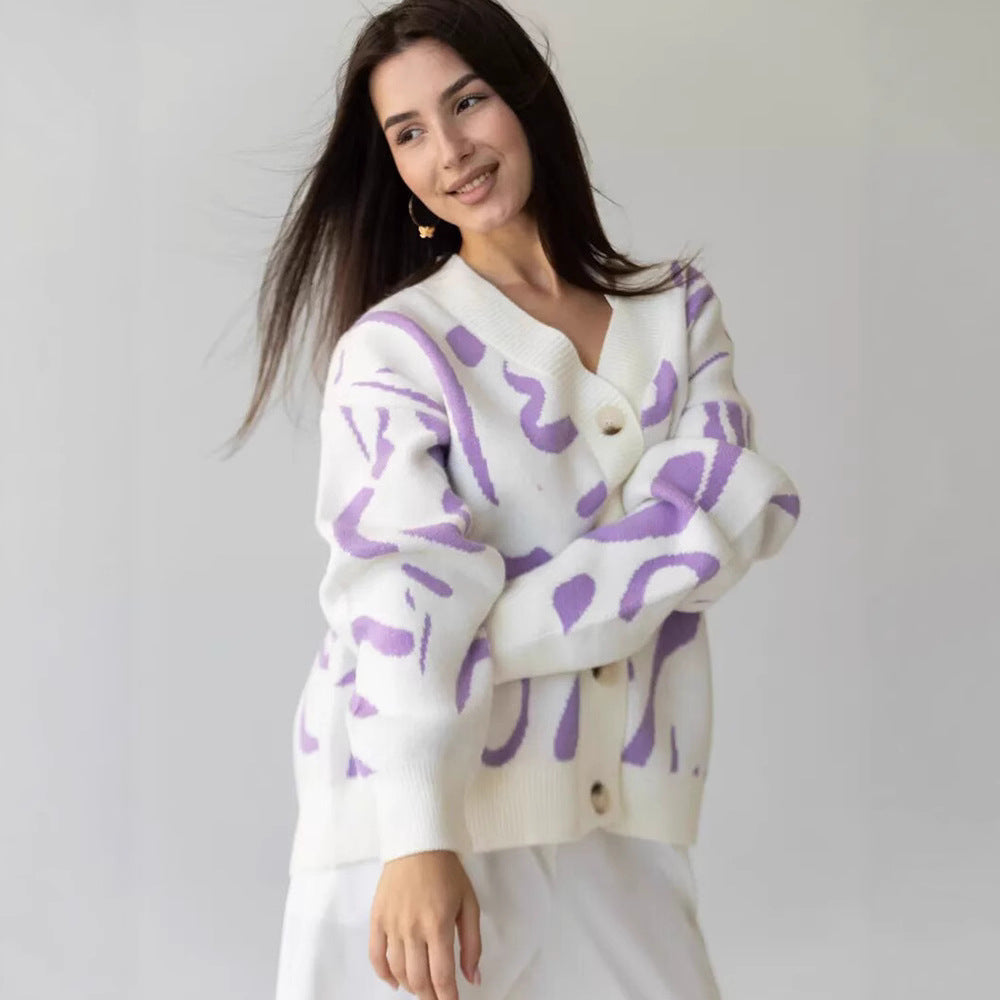Damen Strickjacke mit einzigartigem Muster R&B