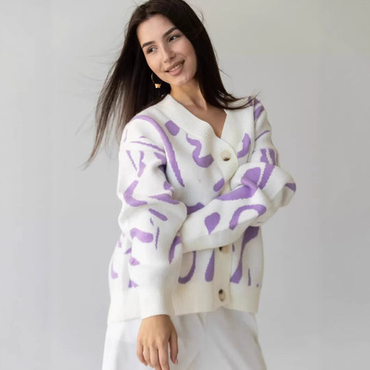 Damen Strickjacke mit einzigartigem Muster R&B