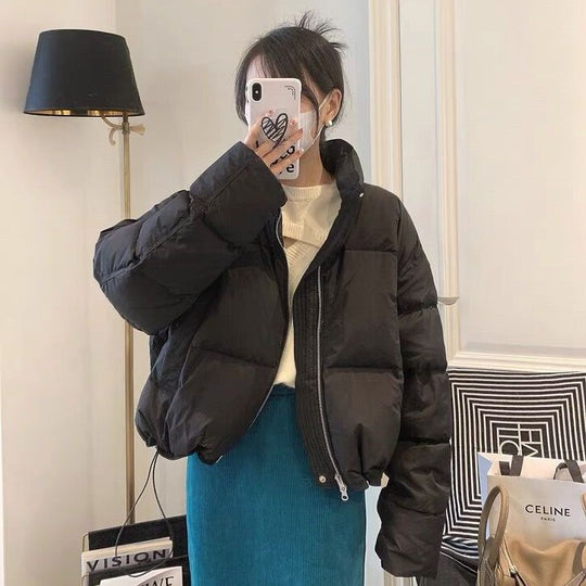 Damen Oversized Pufferjacke mit elastischem Bund und seitlichen Reißverschlusstaschen R&B