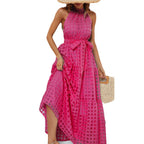 Damen Maxikleid mit elegantem Halterneck und luftigen Rüschen R&B