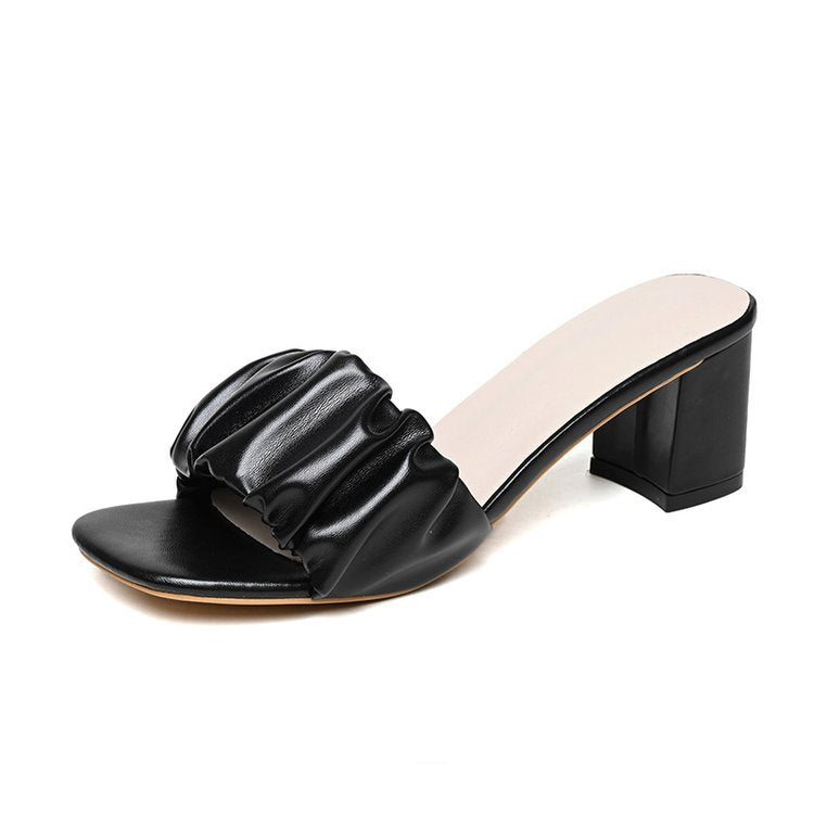 Damen trendige Blockabsatz-Sandalen mit Raffungen R&B