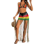 Damen gehäkelter Bikini mit fransigem Rock R&B