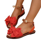 Damen Sandalen mit dekorativem Schleifenakzent und eleganten Perlendetails R&B